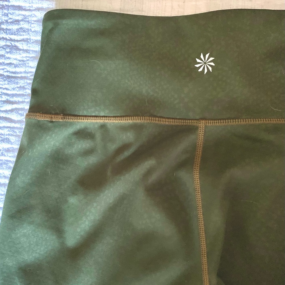 Athleta high waisted olive green snake print leggings